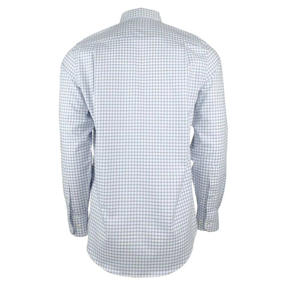 Men's Plaid Button Down Long Sleeve Shirt-DB-S Dutch Blue - Picture 2 of 3